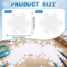 Kisston 360 Pcs Snowflake Cutouts Paper 3.9 Inch Winter Snowflakes Snowflake Shape Die Cuts Paper for DIY Projects Craft Classroom Bulletin Board Decor(White)