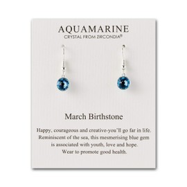 Philip Jones March Birthstone Drop Earrings Created with Aquamarine Zircondia® Crystals