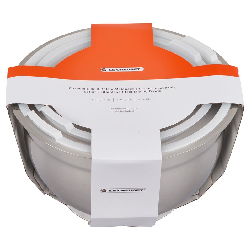 Le Creuset Set of 3 Nested Mixing Bowls w/Nonslip Silicone