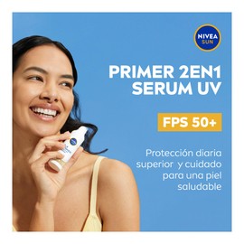 NIVEA Sun Primer 2en1 UV Serum 30ml, Prebase de maquillaje ideal para uso diario