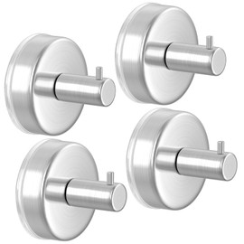 HUFEEOH Suction Cup Hooks for Shower, 4 Pack Removable Towel Holder Shower Hooks for Inside Shower, No Drill Towel Hooks for Bathroom Shower Hanger Wall Mount (Silver)