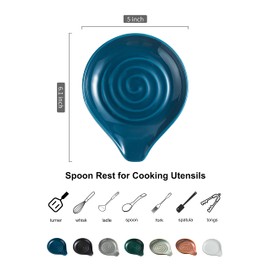 LAUCHUH Spoon Rest for Stove Top Cooking Spoon Holder for Kitchen Countertop Large Holder for Spatula, Spoons or Tongs, Farmhouse Decor, Mother's Day Gifts, Blue