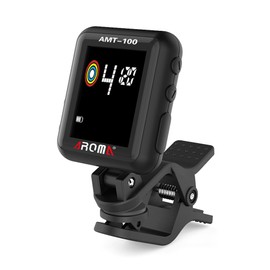 AROMA AMT-100 2 in 1 Rechargeable Rotatable Clip-on Electronic Tuner Metronome Color Screen with Built-in Battery USB Cable for Chromatic Guitar Bass Ukulele Violin