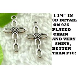 Fashion Jewelry IRISH CELTIC KNOT CROSS  Charm On 925 Sterling Silver Snake 20" necklace women