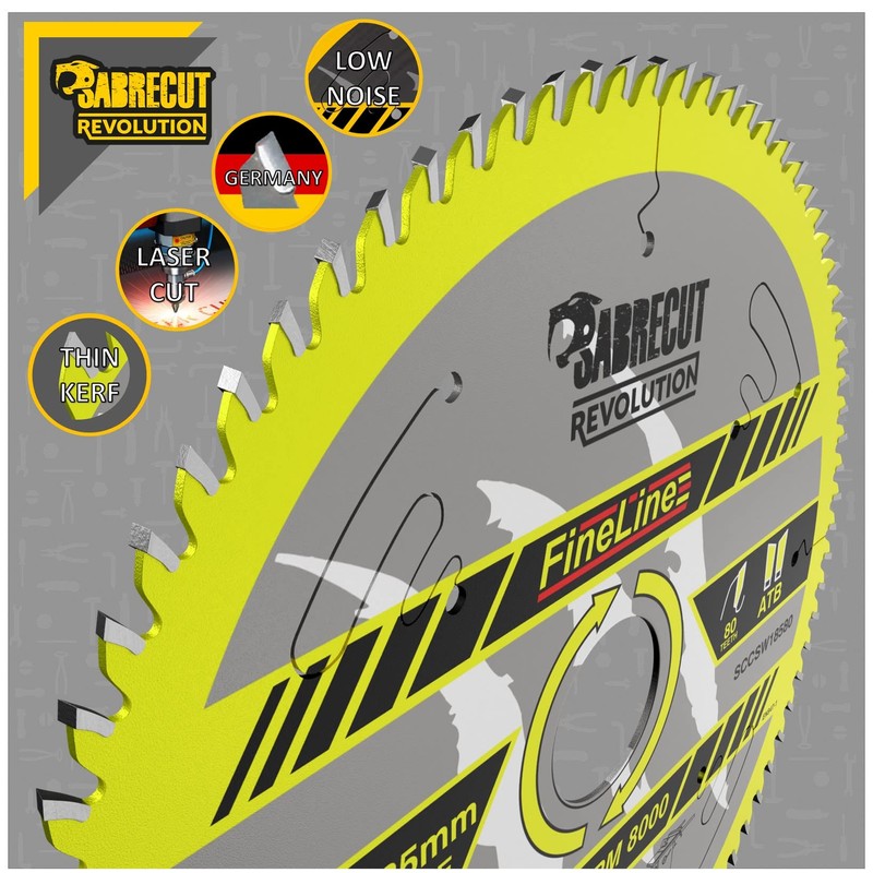 1 x SCCSW18580 SabreCut 185mm 80T x 30mm Bore Fineline
