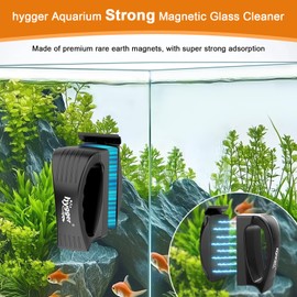 hygger Aquarium Strong Magnetic Glass Cleaner, Professional Fish Tank Algae Magnet Cleaning Tool with Scraper for 1.18-1.96 Inch Thick Glass Freshwater and Saltwater Tank, S