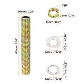 PATIKIL 1/8IP Thread 2.56 Inch Lamp Cable Kit with Lock Nuts Washers Fasteners Assortment Hardware for Chandelier Ceiling Light DIY Galvanised