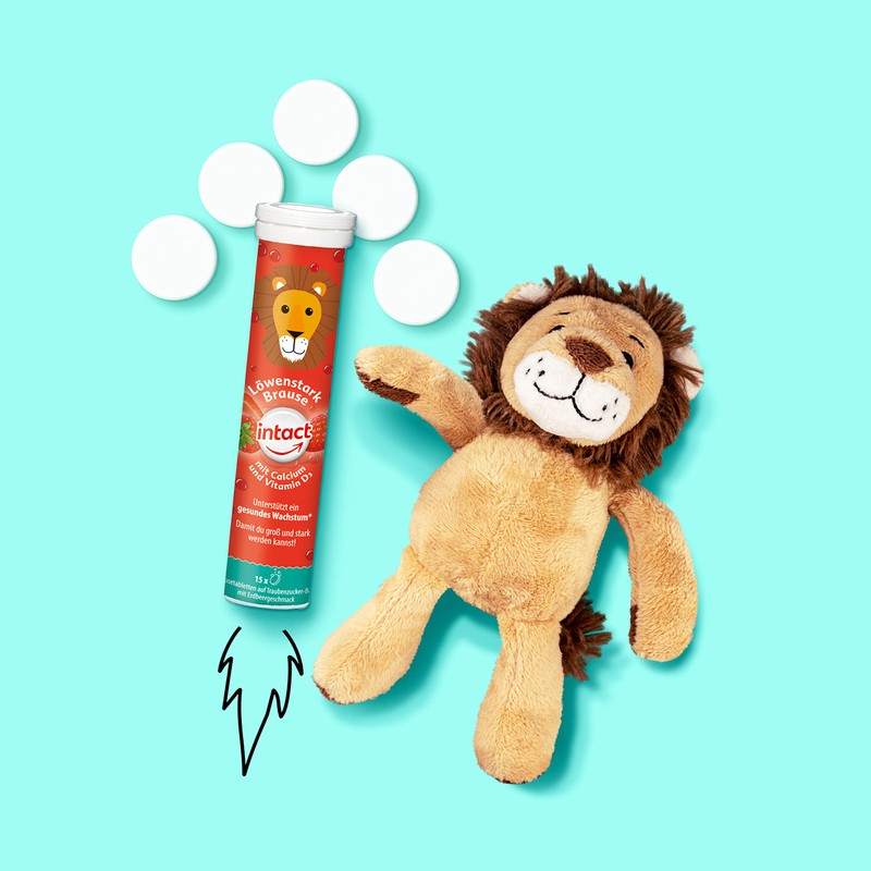 intact Löwenstark Effervescent (15 Pieces) with Strawberry Flavour, Effervescent Tablets