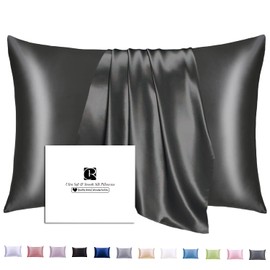 Ravmix 100% Mulberry Silk Pillowcase for Hair and Skin with Hidden Zipper, Both Sides 21Momme Silk Cooling Pillow Case, Gift for Women Men, Queen Size 20×30inches, 1PCS, Black