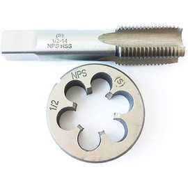 HUAZHICHUN 1PC 1/2-14 NPS Tap + 1PC 1/2-14 NPS Die, HSS Tap and Die Set Right Hand Tap