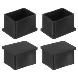 sourcing map Rubber Furniture Leg Caps, 4Pcs 40x30mm Rectangle Chair Leg Tips Caps, Furniture Foot End Caps Covers Floor Protectors for Table, Chair, Machinery Equipment Feet (Black)