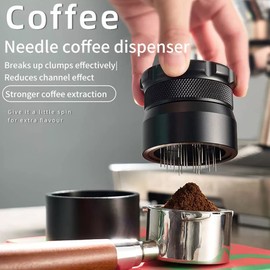 Palumma Espresso Coffee Stirrer, 53mm Needle Type Coffee Distribution Tool Coffee Powder Distributor Needle Stirring Tool for Espresso Distribution (53mm&Black)