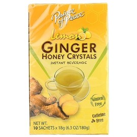 Prince Of Peace Lemon Ginger Honey Crystals Instant Tea, Decaffeinated, 10 Bags (Pack Of 6)