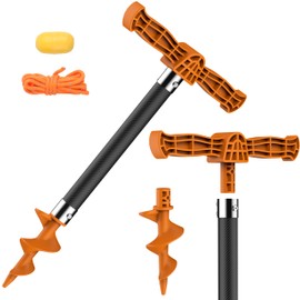 itayak Boat Sand Anchor, 20" Shallow Water Anchor for Kayak and PWC, High-Strength Carbon Fiber Tubes, Nylon Glass Fiber Auger, Orange (6.6FT Long Line-Buoy Set Included)