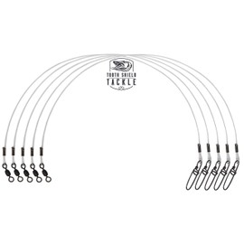 5 Pack 100 lb. Premium Fluorocarbon Tooth Shield Tackle Musky Leader Muskie Pike Leader (Crane Swivel) (14)