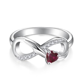 Starchenie Infinity Promise Ring 925 Sterling Silver Angel Wings Heart Ruby Ring for Women Size 10