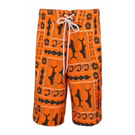 Snapper Rock Boy UPF 50+ Sun UV Protection Swim Surf Shorts True Boardshorts For Kids & Teens on the Beach, Orange/Black, 4-5 years, 104-110cm