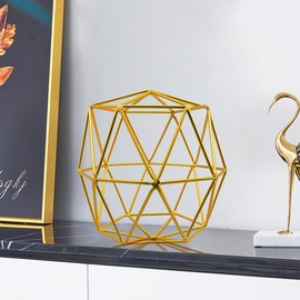 alihuihao 6.25 Inches Metal Decorative Sphere Trendy Metal Decorative Ornament Abstract Iron Geometric Tabletop Sculpture for Decorating Home Office Shop Restaurant(Gold)