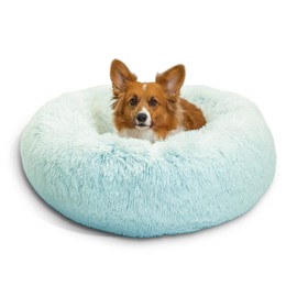 Best Friends by Sheri The Original Calming Donut Cat and Dog Bed in Shag Fur Baby Blue, Medium 30"