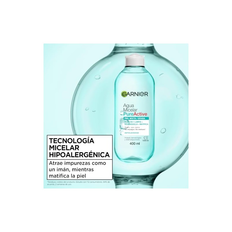Garnier Skin Active Agua micelar desmaquillante Pure Active para piel
