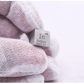 0.39" 10mm Soft Indium Metal Cube in up to 99.9% Pure Periodic Table Element Engraved Density Collection Science Education Display Block Cube + Acrylic Case Box - 1PC