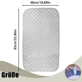 Bügelkissen Tragbares, Bügelunterlage für Tisch Bügelbrett Klein, 48 x 85cm Reise Bügelbrett Unterlage, Bügelmatte faltbar, Voll beschichtete Silberne Bügelunterlage,Trockner, Bügeleisen