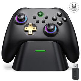ELISWEEN Wireless Gaming Controller with Charging Dock for PC| Hall Effect Joystick & 1000Hz Polling | Programmable Back Buttons, RGB, Turbo, Gyro | Compatible with Switch/Switch 2, Android, iOS