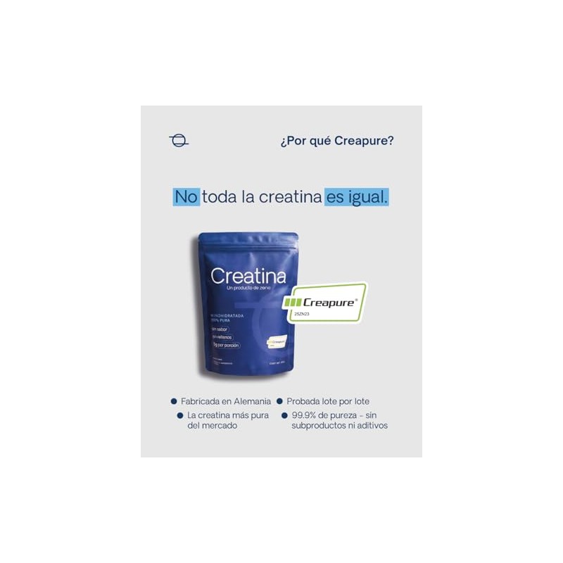 ZONE Creatina Monohidratada Creapure® 100% Pura | Producto Alemán |
