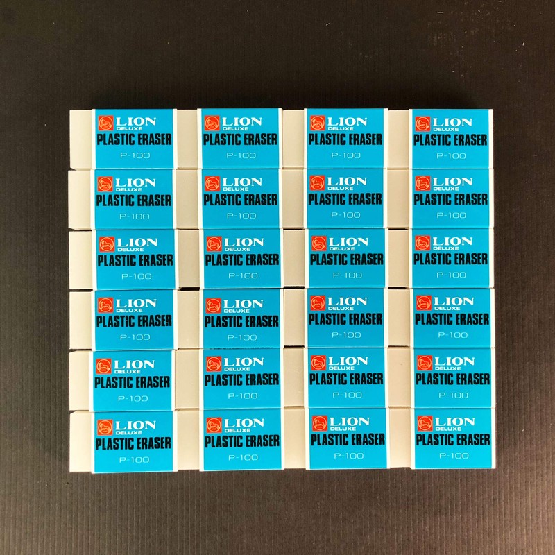 LION Translucent White Plastic Erasers, 24 EA/Box, 1 Box (P-100)