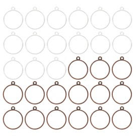 PATIKIL 60pcs Open Bezels, Resin Bezels Pendants Mold Open Back Bezels Geometric Pressed Charm Bulk Alloy Hollow Frame for Resin Jewelry Making Earrings Necklace, Round,Silver Bronze