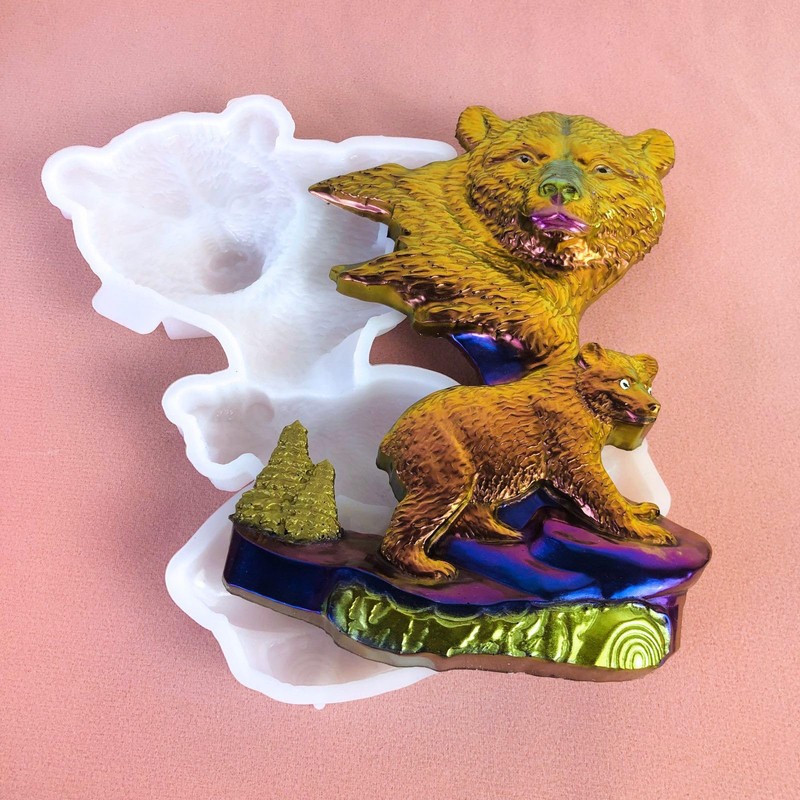 XYQHOAC Large Bear Silicone Mold Wall Hanging Resin Mold 3D