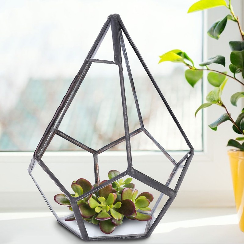 Stylish Geometric Shape Flowerpot Glass Plant Planter Succulent Plants Container