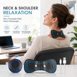 Portable EMS Neck Massager for Relaxation – Mini Electric Massage Patch for Office, Travel & Daily Tension