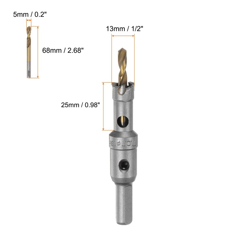 sourcing map Carbide Hole Saw Kit 13mm (1/2") Metal Hole