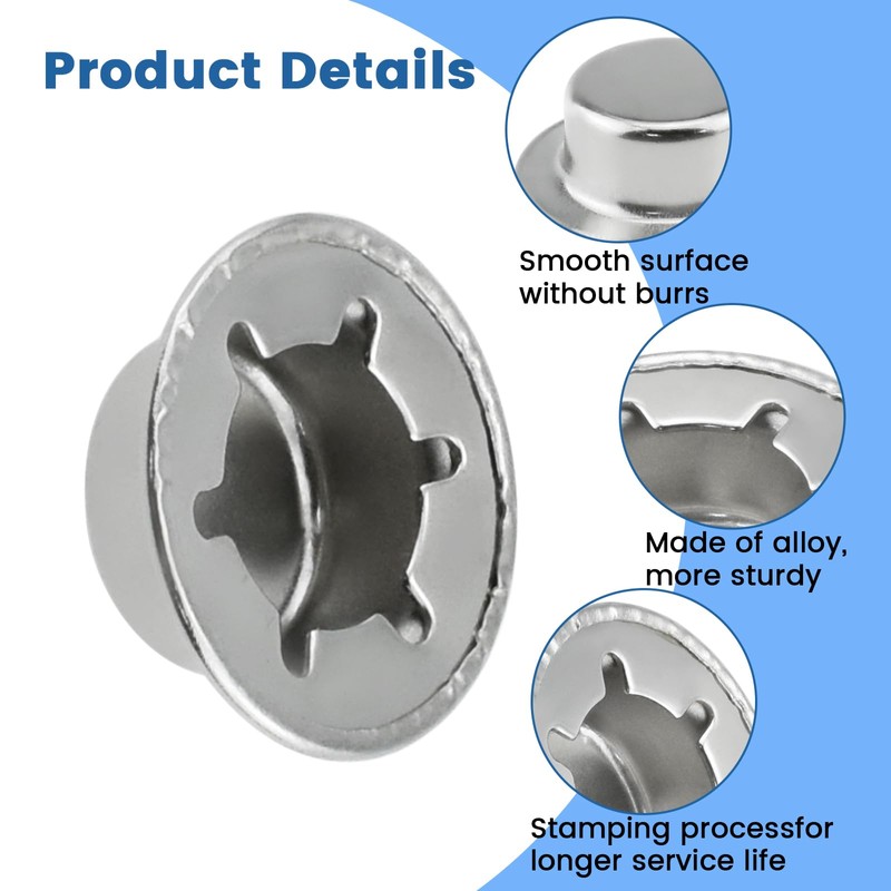 HONSNKS 6 Pcs Push On Pushnut Caps, Spring Steel 1/2"