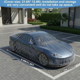5 Pack Disposable Car Covers, Plastic Car Cover, 12.4 ft x 21.6 ft