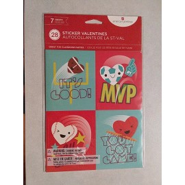 American Greetings 28 Sticker Valentines Sport Themed ~ Great for classroom Valentines Parties