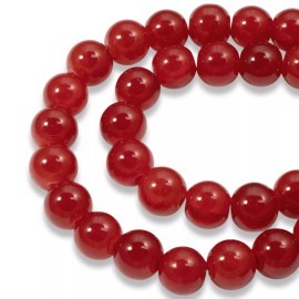Hackberry Creek 50 Bright Red Crackle Glass Beads 8mm Round - Jewelry Making & Christmas Crafts