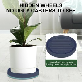 Dcpes 12Inch Plant Caddy with Hidden Wheels, Rolling Plants Stand with Wheel, 4 Invisible Casters, Indoor Plant Saucers on Wheels, Heavy Duty Wheeled Plant Dolly, Planter Roller Base, Gray, 2Pack