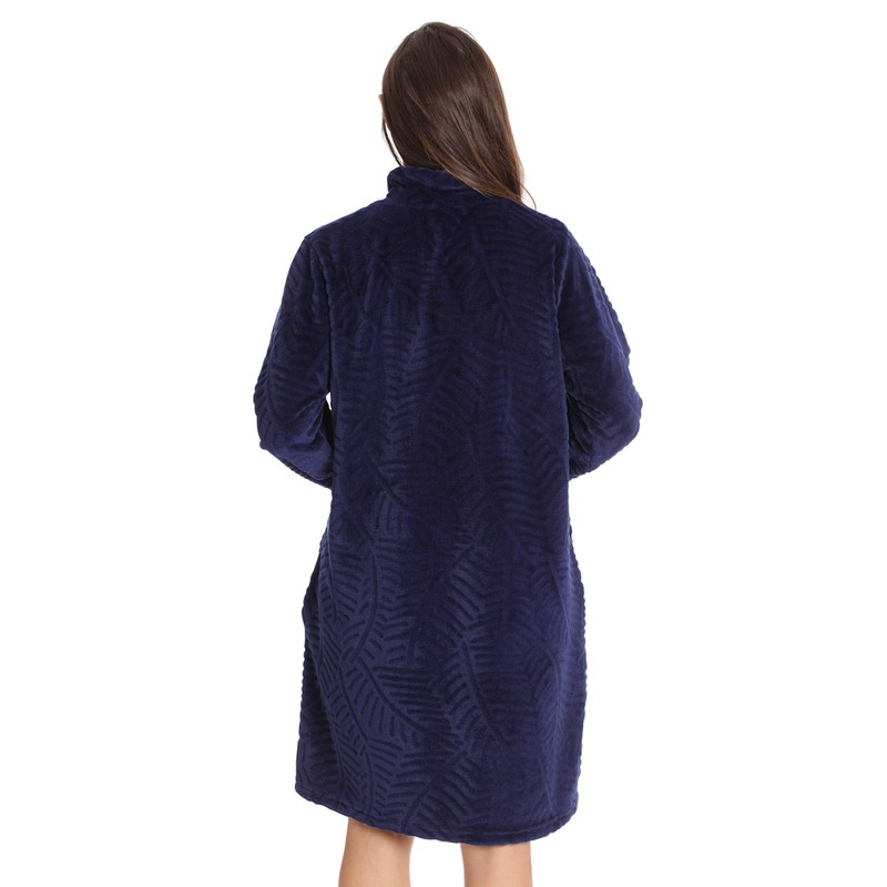 Just Love - Bata corta de felpa con cierre, marino,