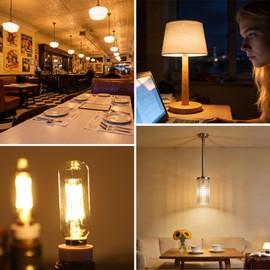 PADMO LUDAZ Dimmable T6 LED Light Bulb,E12 Candelabra Bulb 40 watt(4W),T25 LED Bulb for Chandelier,Ceiling Fan,Living Rooms,Dining Rooms,Kitchen,Warm White 2700K 400LM,Pack of 6