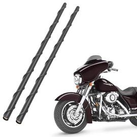 KSaAuto H21 Pair AM/FM Radio Antenna for Harley Davidson Road Street Electra Tour Glide (20 Types Optional) 16 Inch Wide Spiral, Copper Core & Screw, Flexible Rubber, Motorcycle Antenna