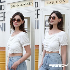 FEISEDY Gafas de sol polarizadas cuadradas Vintage para mujer 100% UV400 Gafas de sol de moda para conducción al aire libre B2526