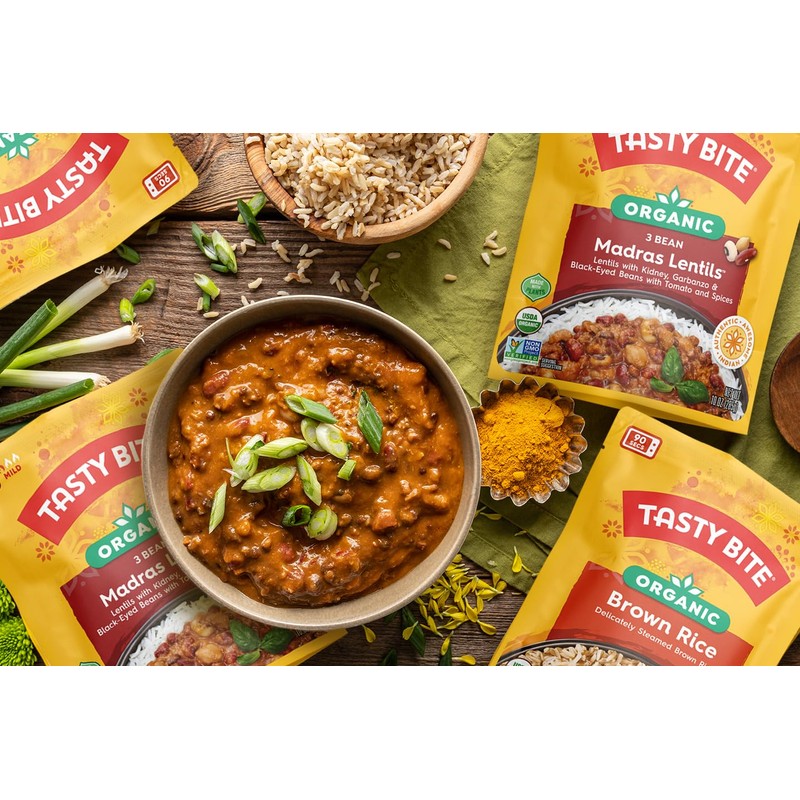 TASTYBITE Organic Three Bean Madras Lentils, 10 OZ