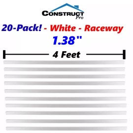 Construct Pro 20 Pack Construct Pro Raceway Cable Covers 4ft Sections x 1.38" White Bundle Lot