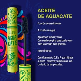Lure Máscara para Pestañas Aceite de Aguacate Waterproof  Crecimiento y volumen, vitaminas A, D, E, F, negro intenso                                  