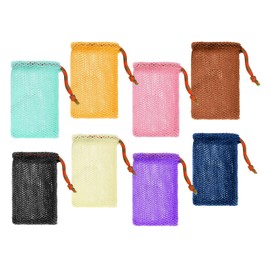 8 Pieces of Drawstring soap soap Holder, Shower mesh Bag, with Drawstring Seal, can be Hung, with Drawstring exfoliating, Used for Body and Facial Cleaning Products (8 Colors)