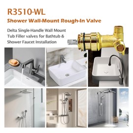 R3510-WL Shower Wall-Mount Rough-In Valve for Delta Single-Handle Wall-Mount Lavatory Bathroom Faucets