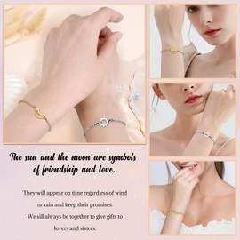 SUNSH Sun Moon Bracelet, Mother-Daughter/Sister/Friend/Bracelet, Couple Bracelet, Women's Bracelet, Gifts for Daughters, Sisters, Friends, Birthday/Christmas/Back to School, Gold/Silver Sun Moon,