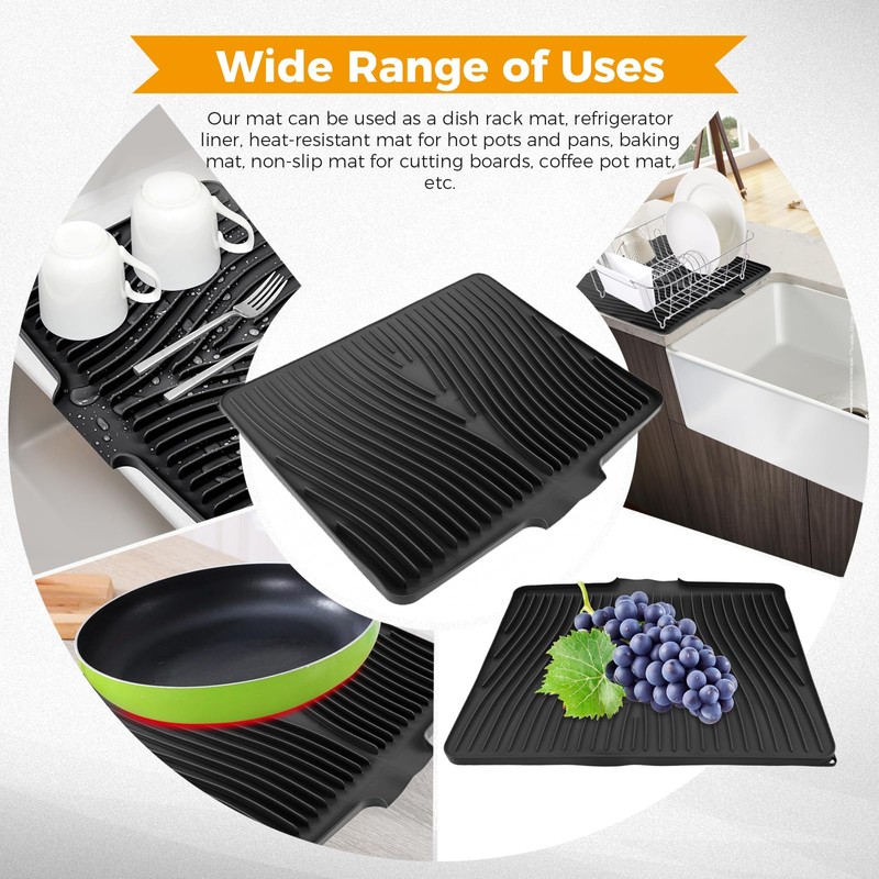MOOTVGOO 19.7" X 17" Silicone Dish Drying Mat for Kitchen
